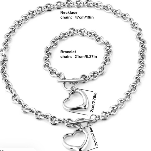 Sterling Silver Heart Double Pendant Bracelet - Picture 2 of 3